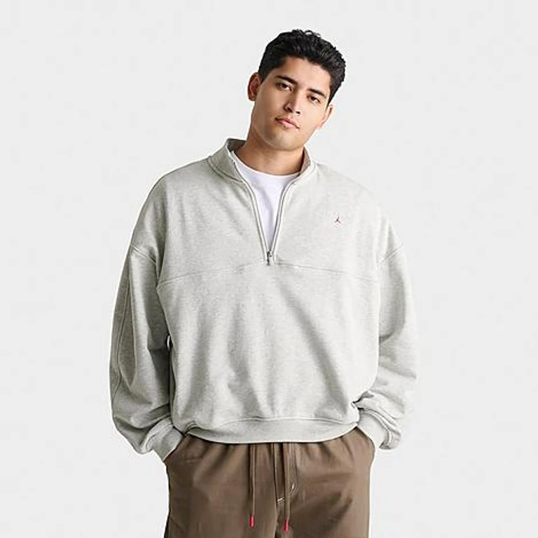 Flight Fleece Quarter-Zip Top em Cinza Heather