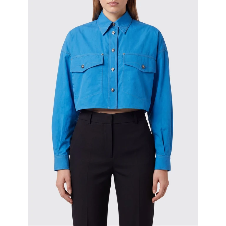 Camisa Versace azul de popelín de algodón