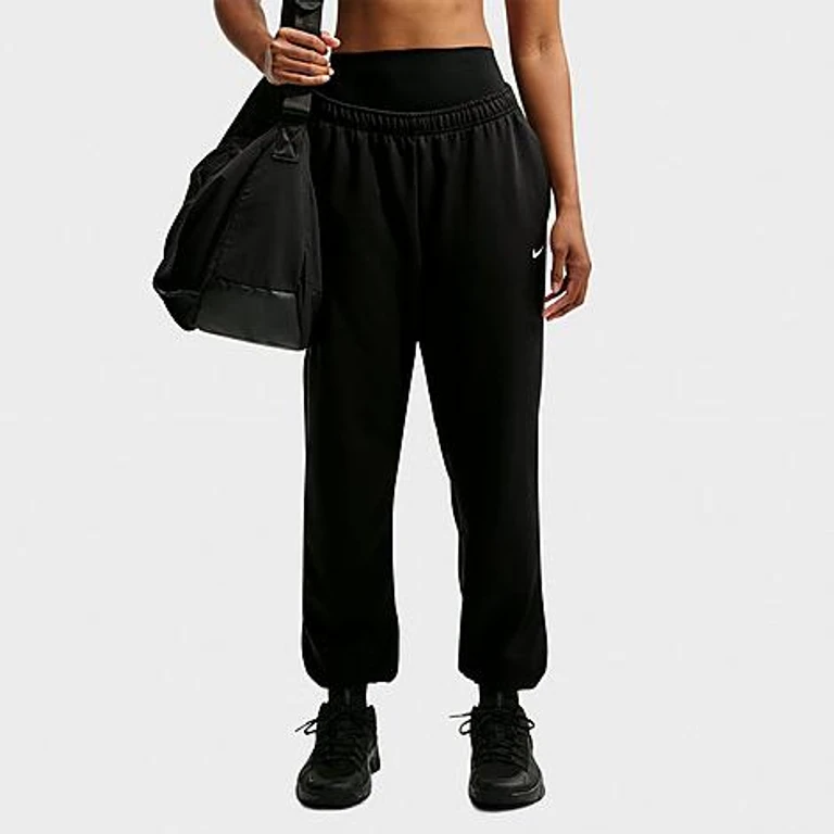 Nike Women's Studio Fleece Sport Mid-Rise Dri-FIT Cuffed Pants in Black/White Size: XXS