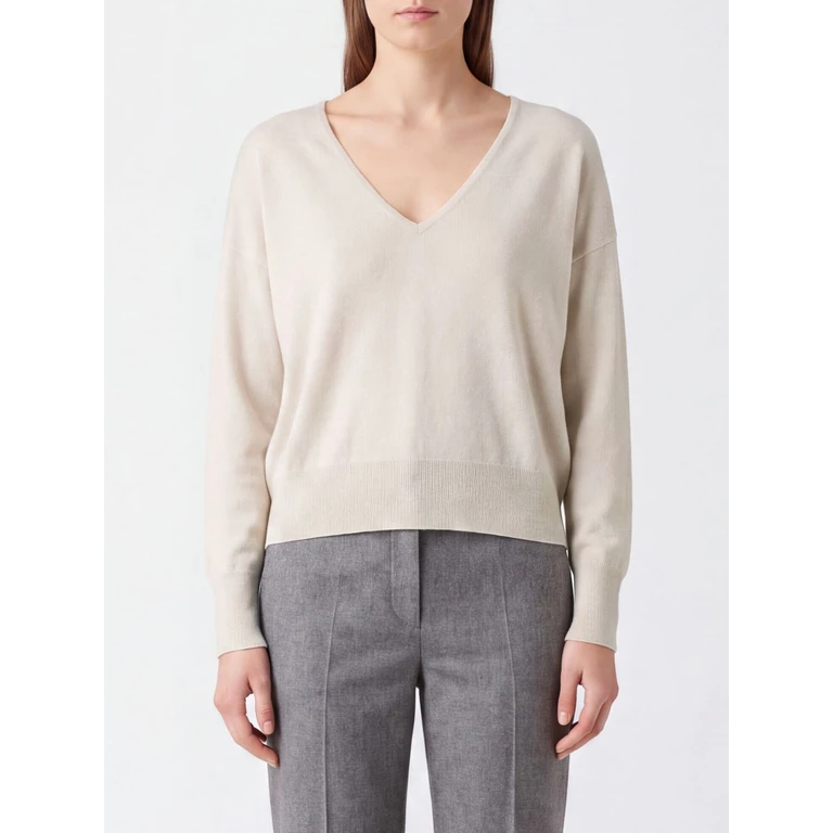 Merino Wool and Cashmere V-Neck Jumper with Dropped Shoulders (263FXB40002MERINGA)