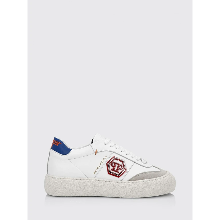 Retro Hustle Monogram Leather Low-Top Trainers with Platform Sole (FAFSUSC1023PLE022N0108)