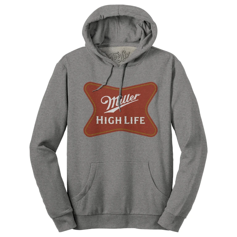 Miller High Life Beer Logo Hooded Sweatshirt - Oxford Gray