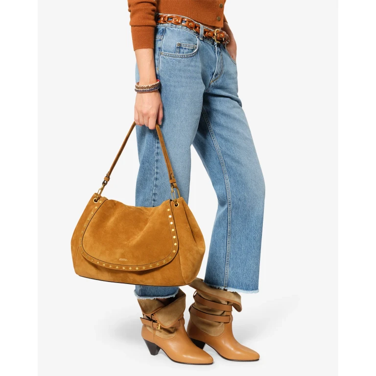 Sac Chany Xl En Cuir Velours - Cognac - Isabel Marant