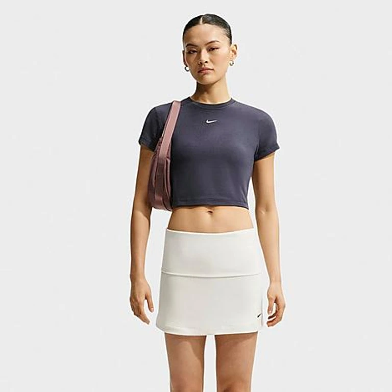 Nike Women's Sportswear Essential Slim Crop T-Shirt in Gridiron/Sail Size: XS