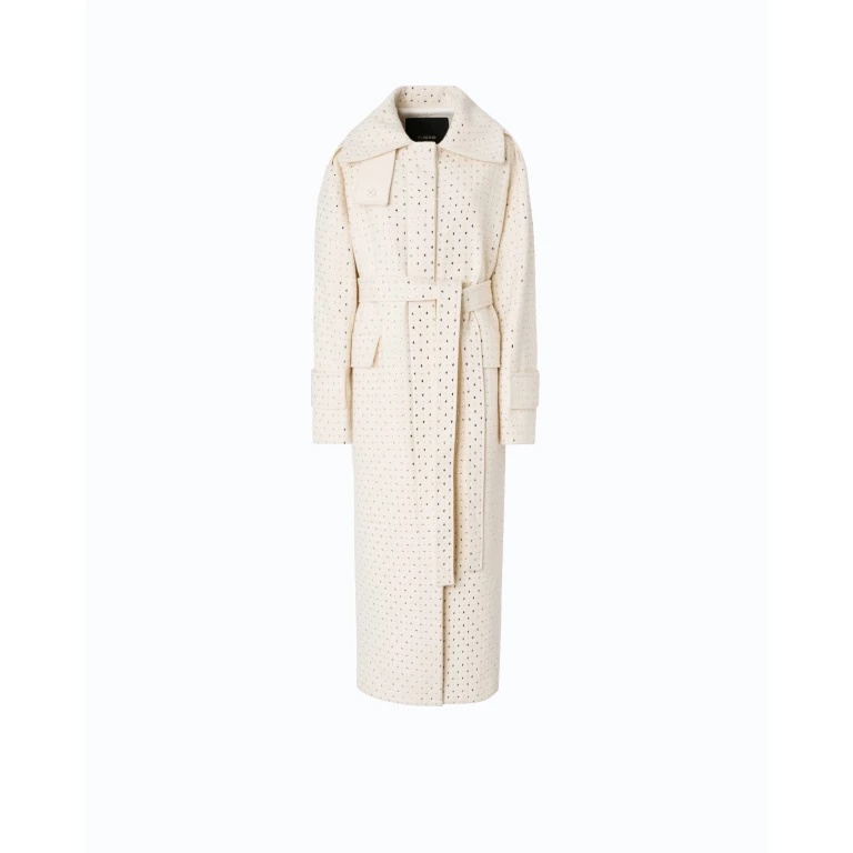Manteau long en laine à strass all-over - 36