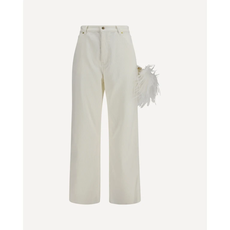 Lisa feather chain corduroy Pants Female 25