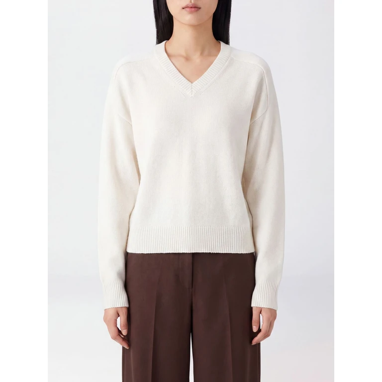 LOULOU DE SAISON Relaxed Fit V-Neck Jumper in Pure Cashmere (ANZORLDSIVORY)