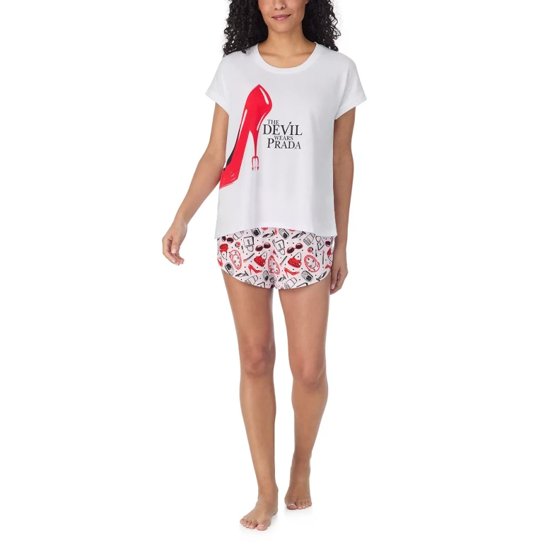 Ladies 2-Piece Short Pajama Set:- The Devil Wears Prada, XS