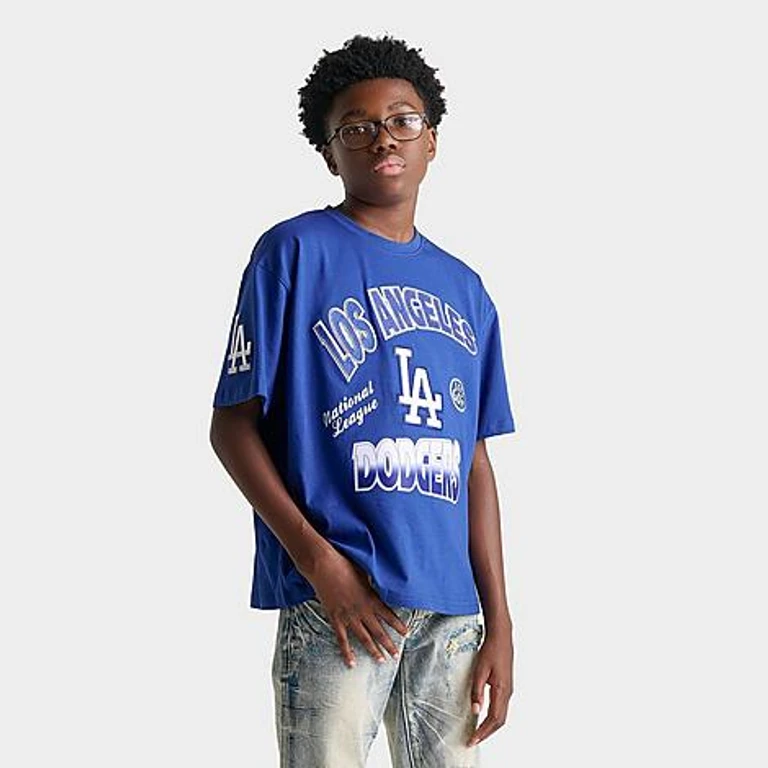 Big Kids Los Angeles Dodgers MLB Turn It Up T-Shirt in Dodger Blue Size: Small
