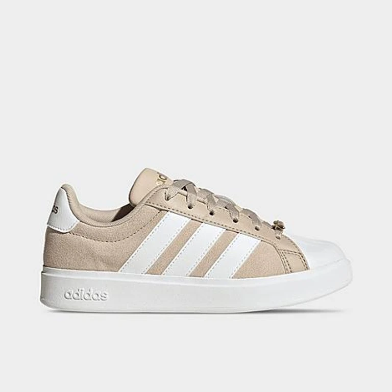 adidas Girls' Big Kids Streettalk Casual Shoes in Wonder Beige/Cloud White/Gold Metallic Size: 3.5