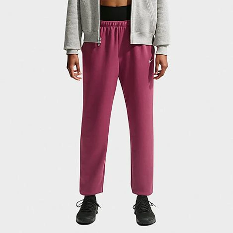 Nike Women's Studio Fleece Sport Mid-Rise Dri-FIT Cuffed Pants in Pink Smoke/White Size: XXS