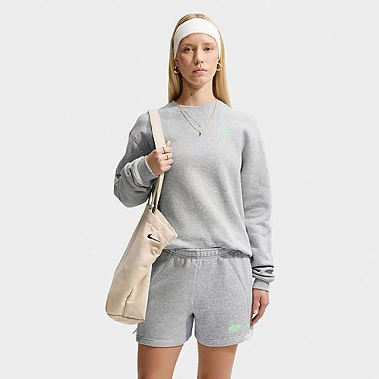 Studio Fleece Medium Weight Athletic Department "Graphic Pack" Crewneck Sweatshirt in Grau Heather/Illusion Green
