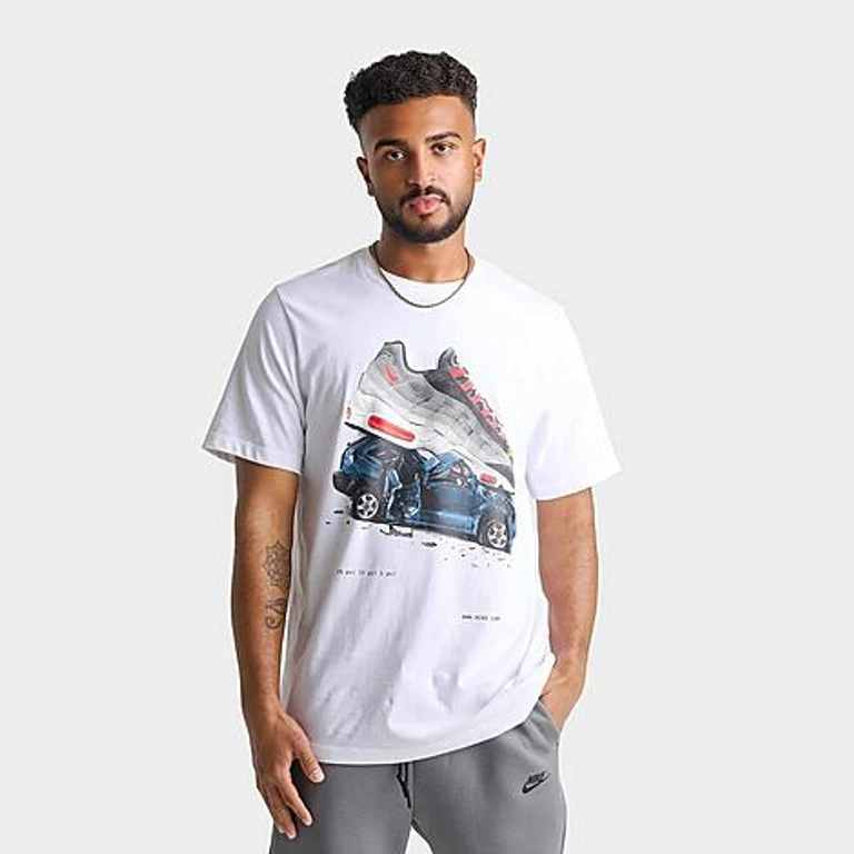 Nike Men's Sportswear Crushed Car Graphic T-Shirt in White Size: Small