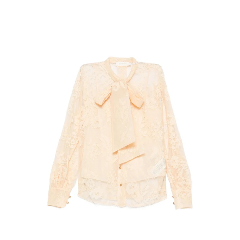 Chemise Zimmermann beige coton avec détail en dentelle