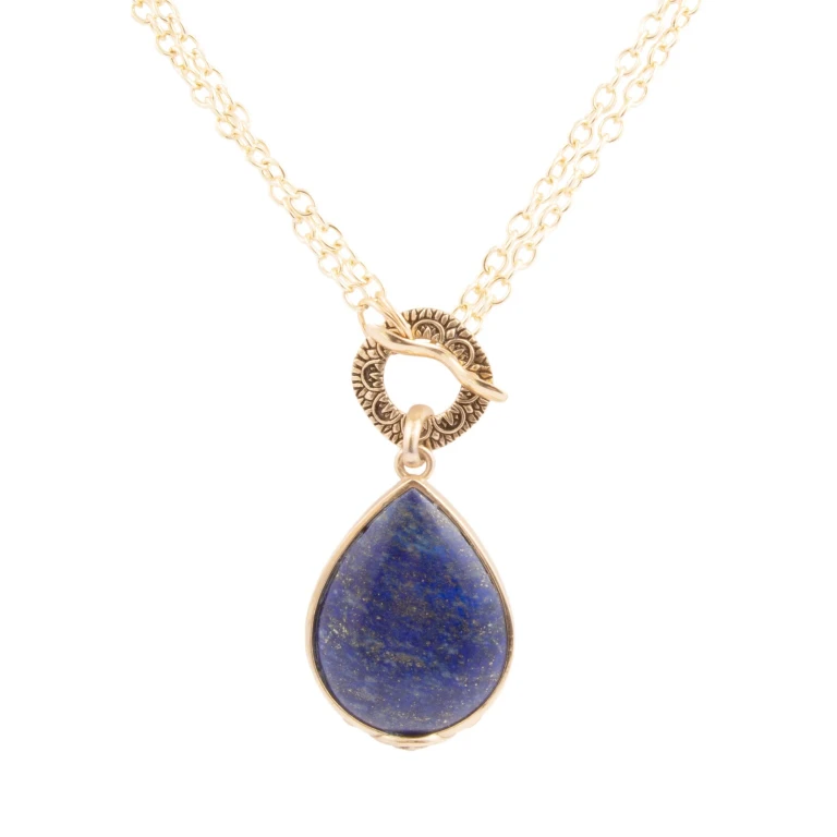 Abby Blue Lapis Golden Pendant Necklace