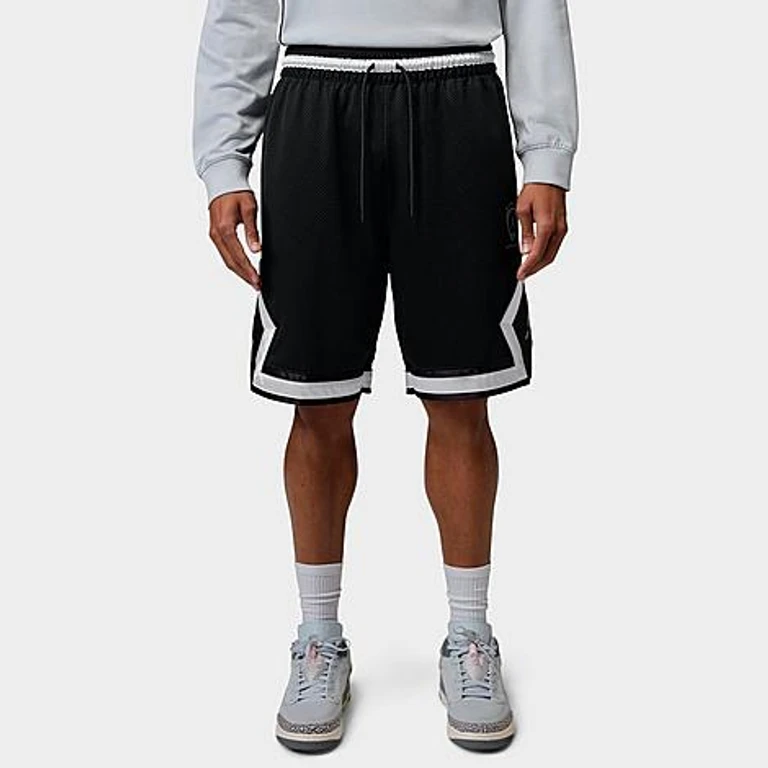 Jordan Men's Brooklyn Diamond Mesh Shorts in Black/Metallic Silver Size: XS