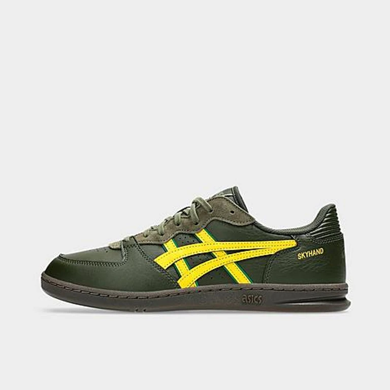 Women's ASICS Skyhand OG Casual Shoes in Olive Canvas/Tai Chi Yellow Size: 3.5
