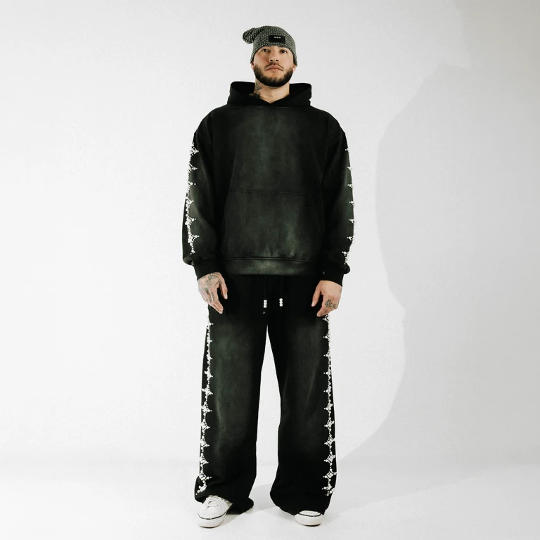Commons Pearled Star Hoodie Vintage Black