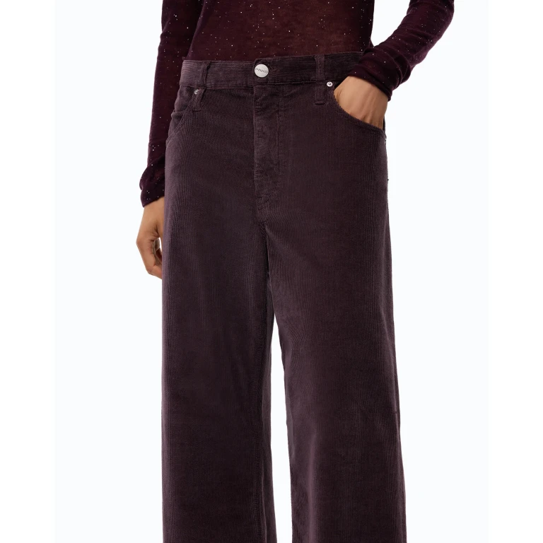 Pantalon cropped en velours avec ceinture en cuir - 24