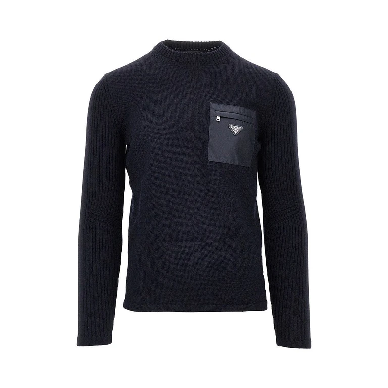 Wool sweater with Re-Nylon pocket Man 48