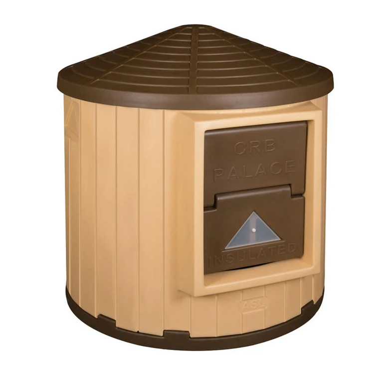 Insulated Colossal Round Barn Premium Palace Dog House (46'H x 38'D) Gray:- Tan/Brown