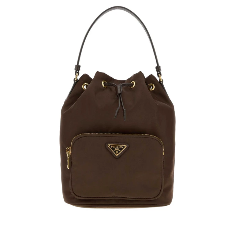 Brown Re-Nylon Duet Bucket Bag