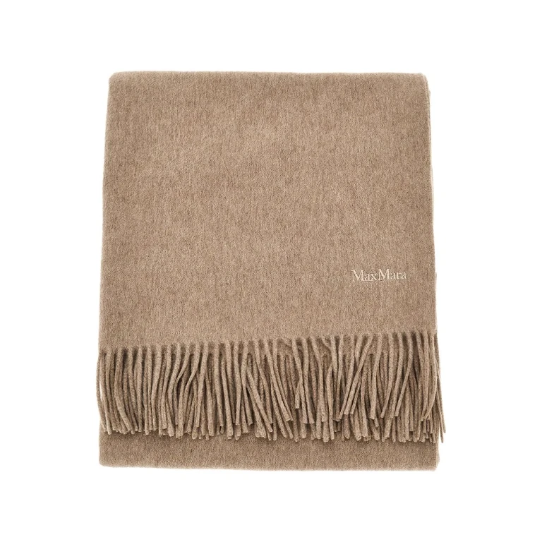 Logo embroidery cashmere scarf Woman One Size