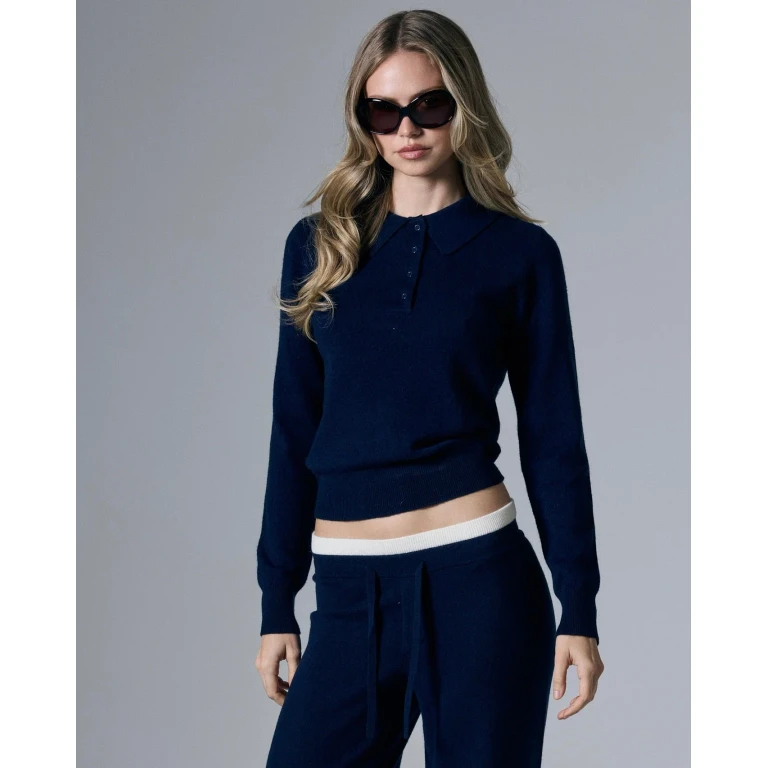 Tove Cashmere Polo - Navy Blue