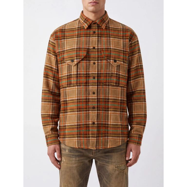 Camisa de manga larga Dsquared2 D2 Cottage Military en cuadros naranja