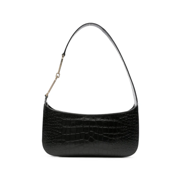 Crocodile-effect Leather Shoulder Bag