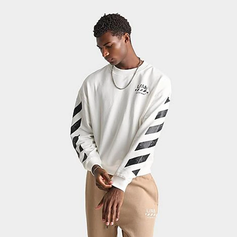Men's L/AB c/o Off-White Diagonal Fleece Crewneck Sweatshirt Size: Small