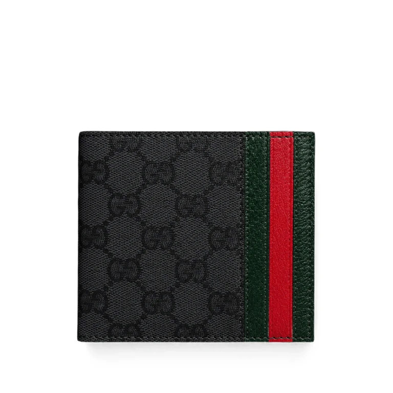 GG Supreme Fabric Flat Card Holder with Web Detail and Leather Trim (A0071BFAGI81081)
