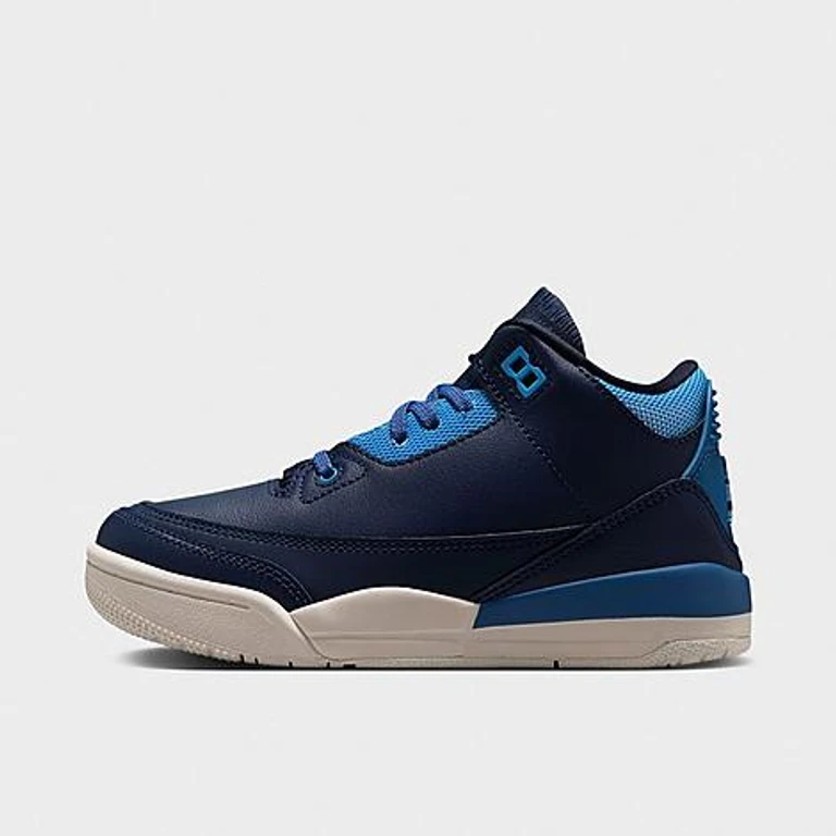 Little Kids Air Retro 3 Basketballschuhe in Obsidian/Track Red/Chalk