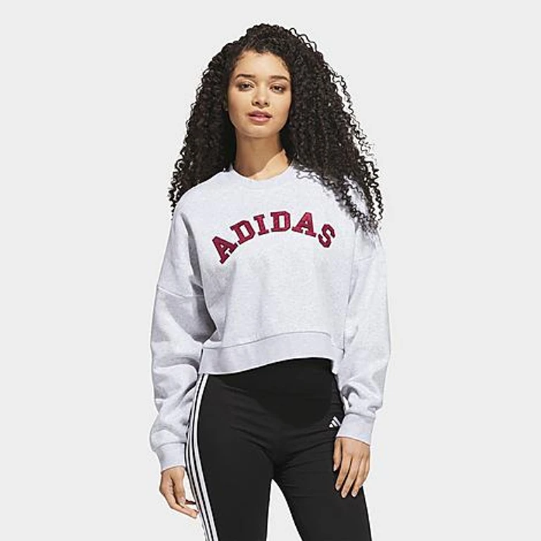 adidas Women's Sportswear Chenille Logo Graphic Sweatshirt in Light Grey Heather Size: XXS