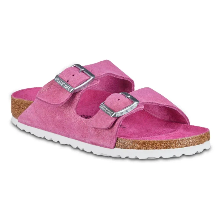 Arizona Suede Leather Shimmering Fuchsia Sandals