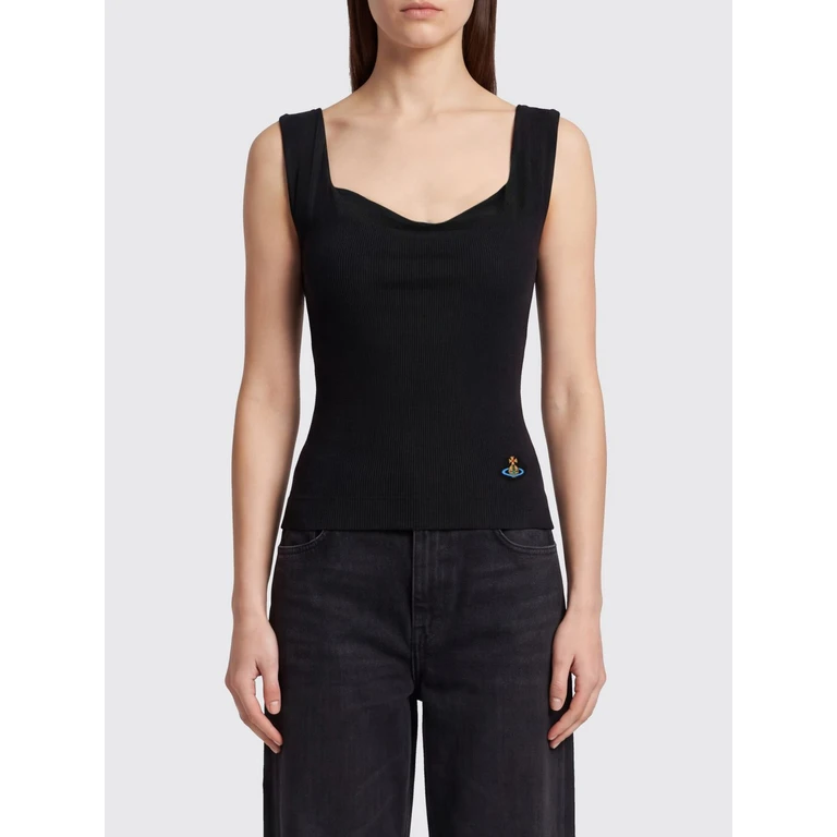 Haut noir en viscose extensible avec logo Orb