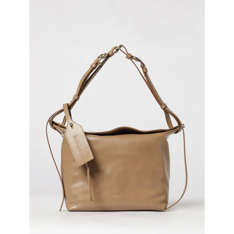 Ginevra Schultertasche aus glattem Leder mit Logo-Anhänger