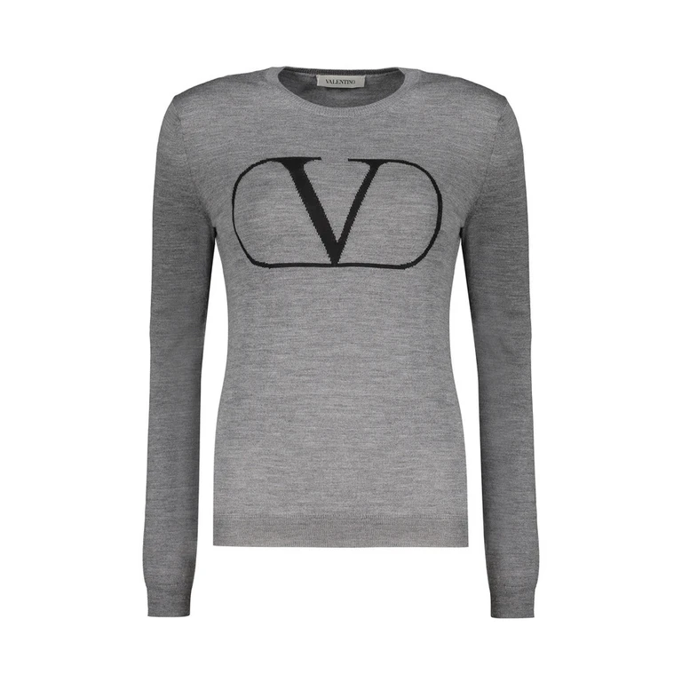 Womens Grey Wool Logo Sweater
