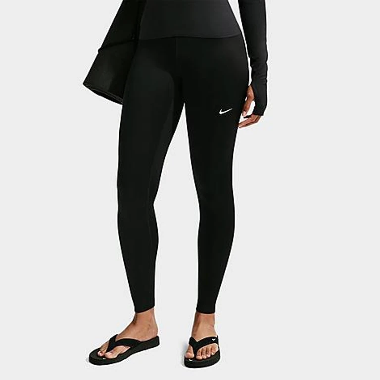 Women's One Therma-FIT High-Waisted Full-Length Leggings in Black/White Size: XXS