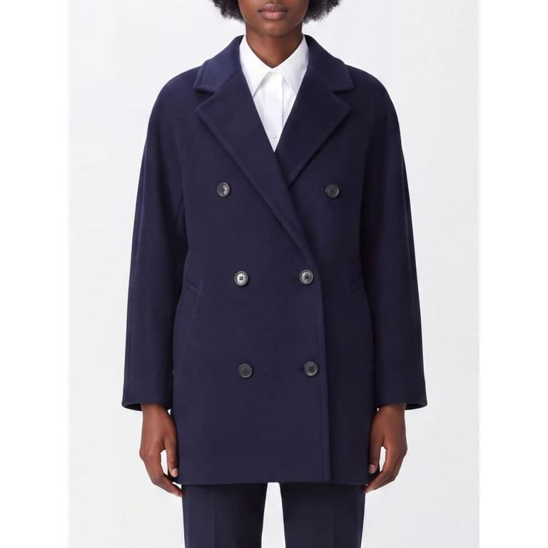 Double-Breasted Wool Caban Coat with Relaxed Fit and Lapel Collar (2621086021600005)