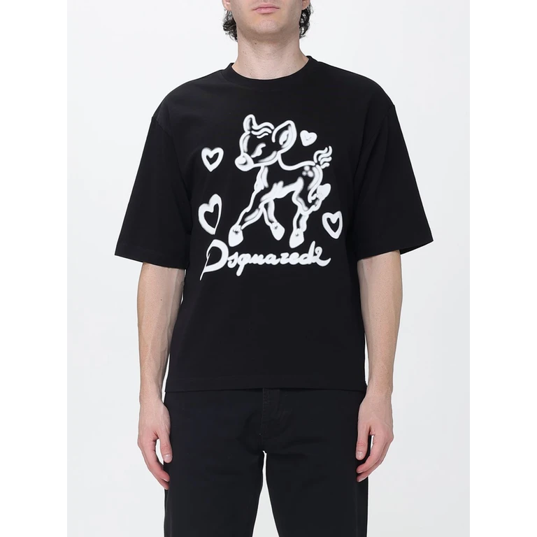 Short-Sleeved Cotton T-shirt with Contrast Graphic Print (S74GD1583D20033900)