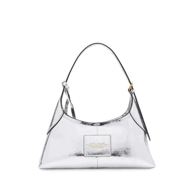 SMALL BELTED SACK IN METALLIC CRINKLE LEATHER