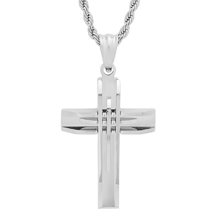 Accent Cut Cross Pendant Necklace