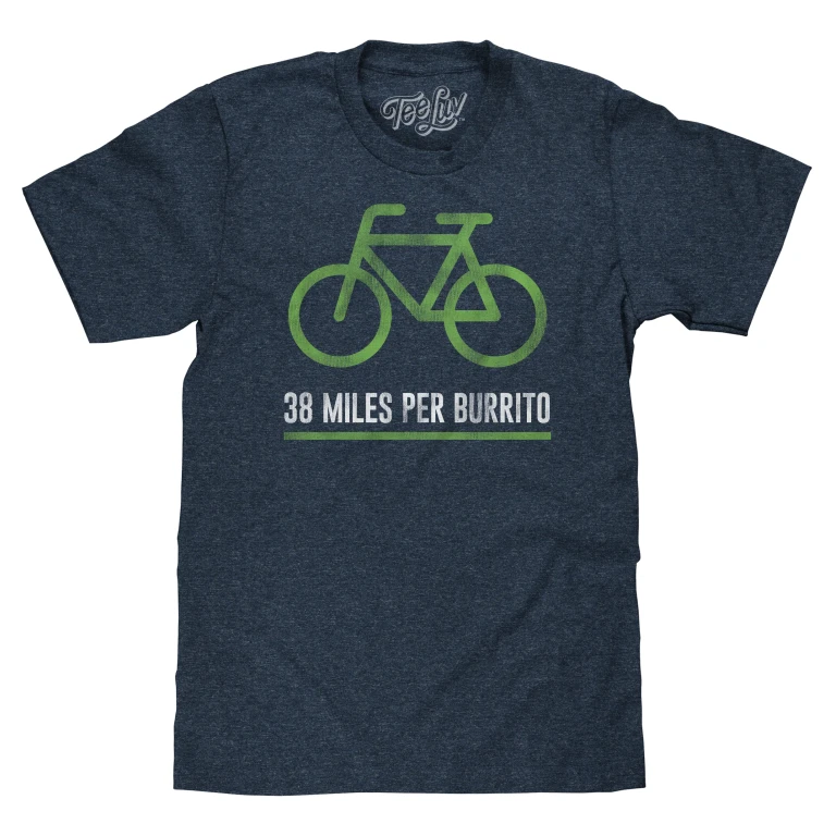 38 Miles Per Burrito Bike T-Shirt - Blue