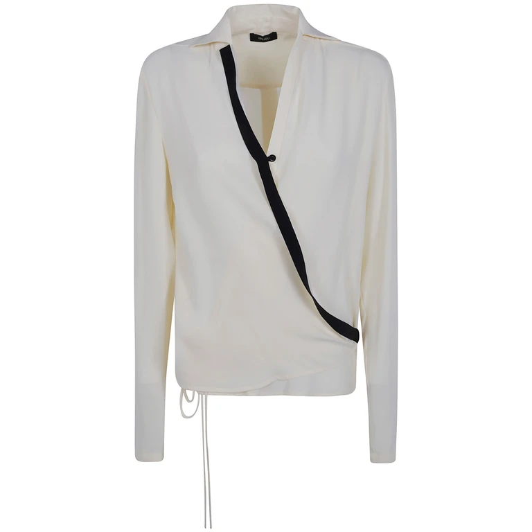 Shirt Asymmetrical Silk "Silk Shirt With Contrasting Bias"