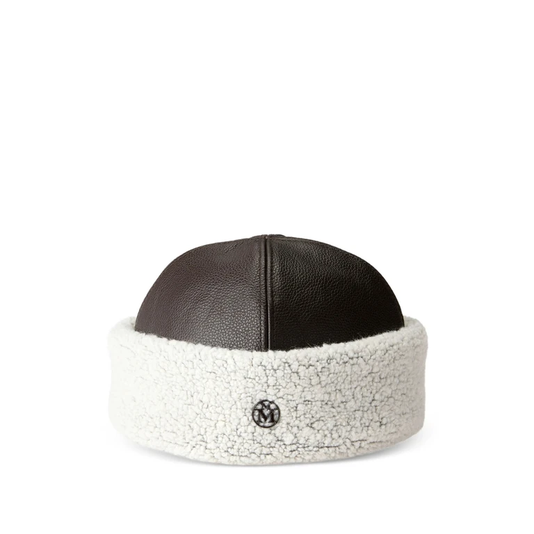 Marthe Shearling-trim Leather Hat