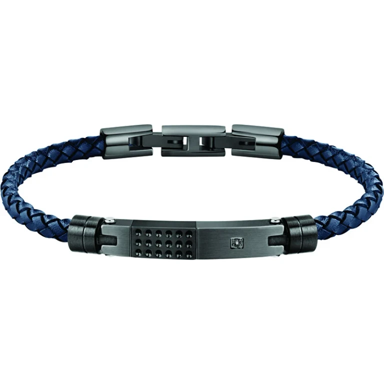 Men´s blue leather Bracciale Moody SQH21