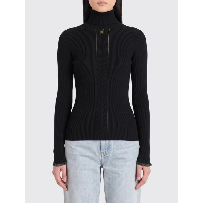 Pull col polo en maille côtelée mélange viscose