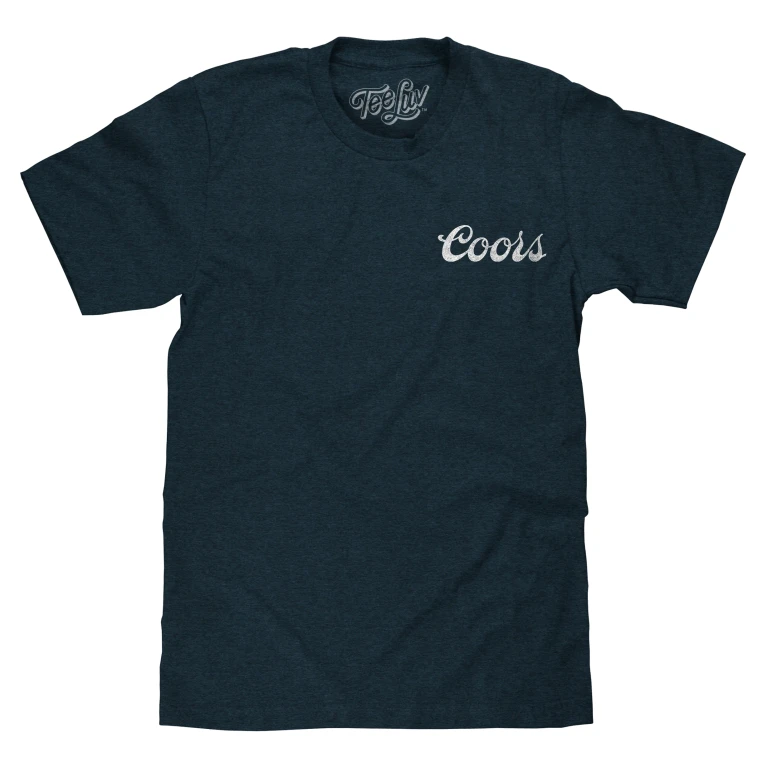 Coors Genuine Bock Beer Left Chest Front and Back Print T-Shirt - Denim Black Heather