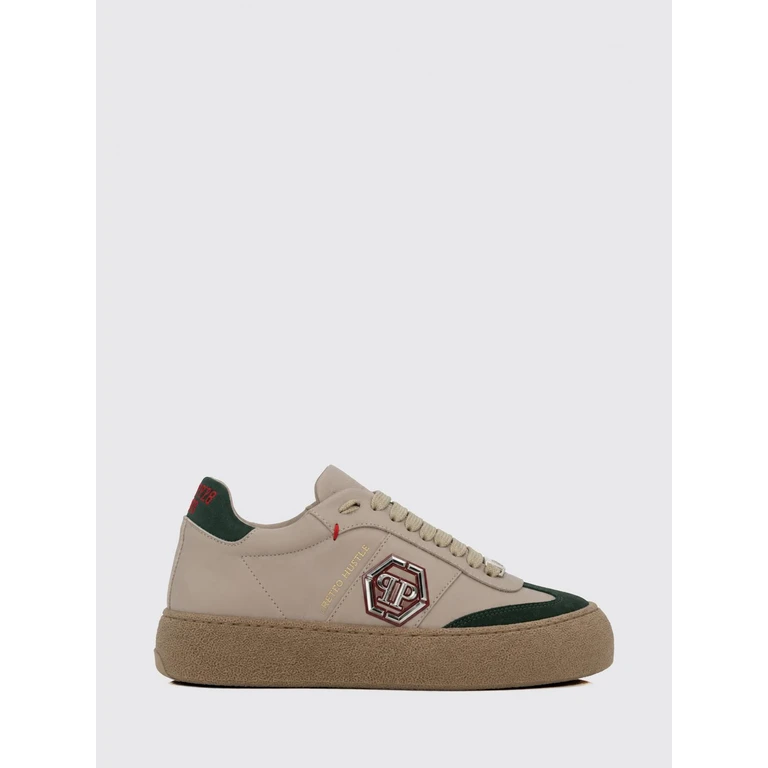 Retro Hustle Monogram Leather Low-Top Trainers with Platform Sole (FAFSUSC1023PLE022N06)